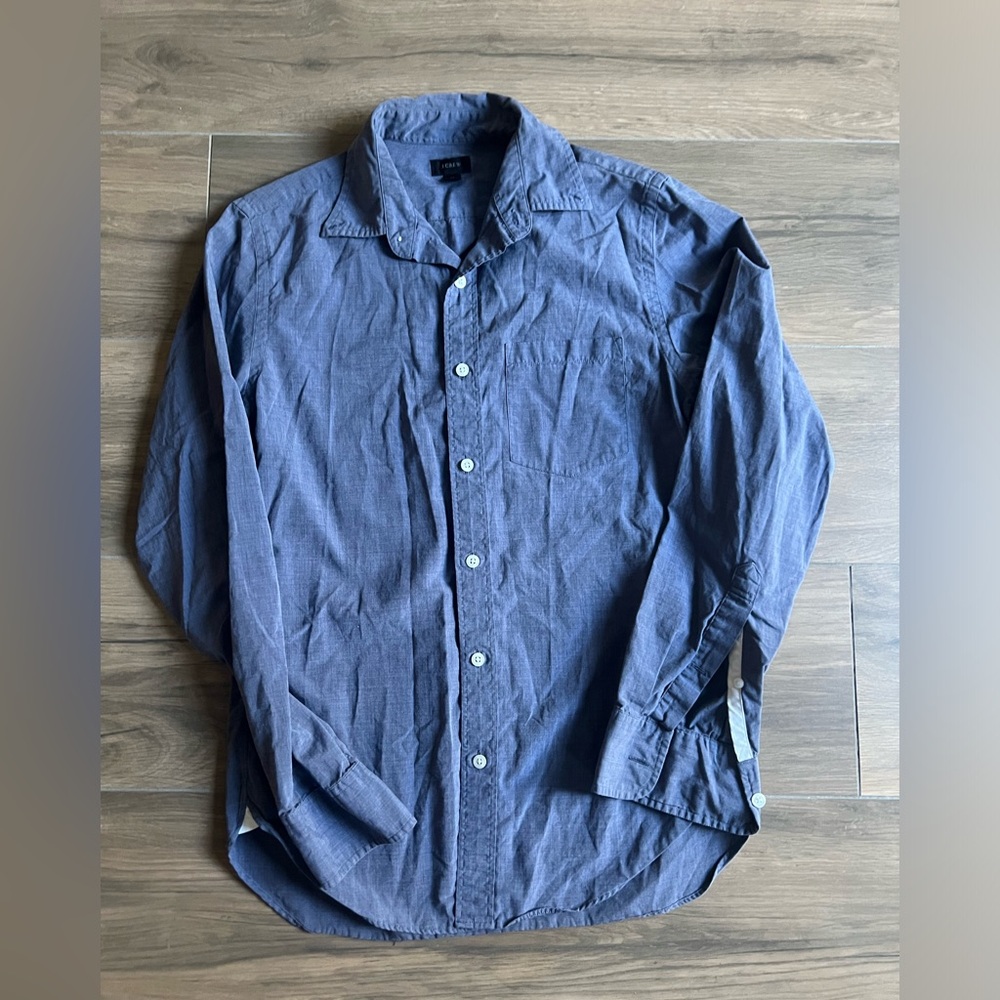 J Crew Men’s Classic Shirt XS Navy Blue Casual Long Sleeve Cotton
